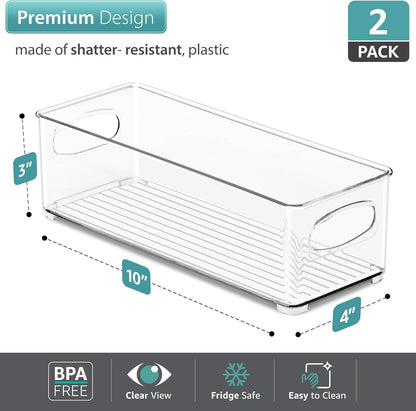 Sorbus Stackable Clear Refrigerator Organizer Bins for Kitchen Pantry, Freezer & Fridge, Plastic Containers with