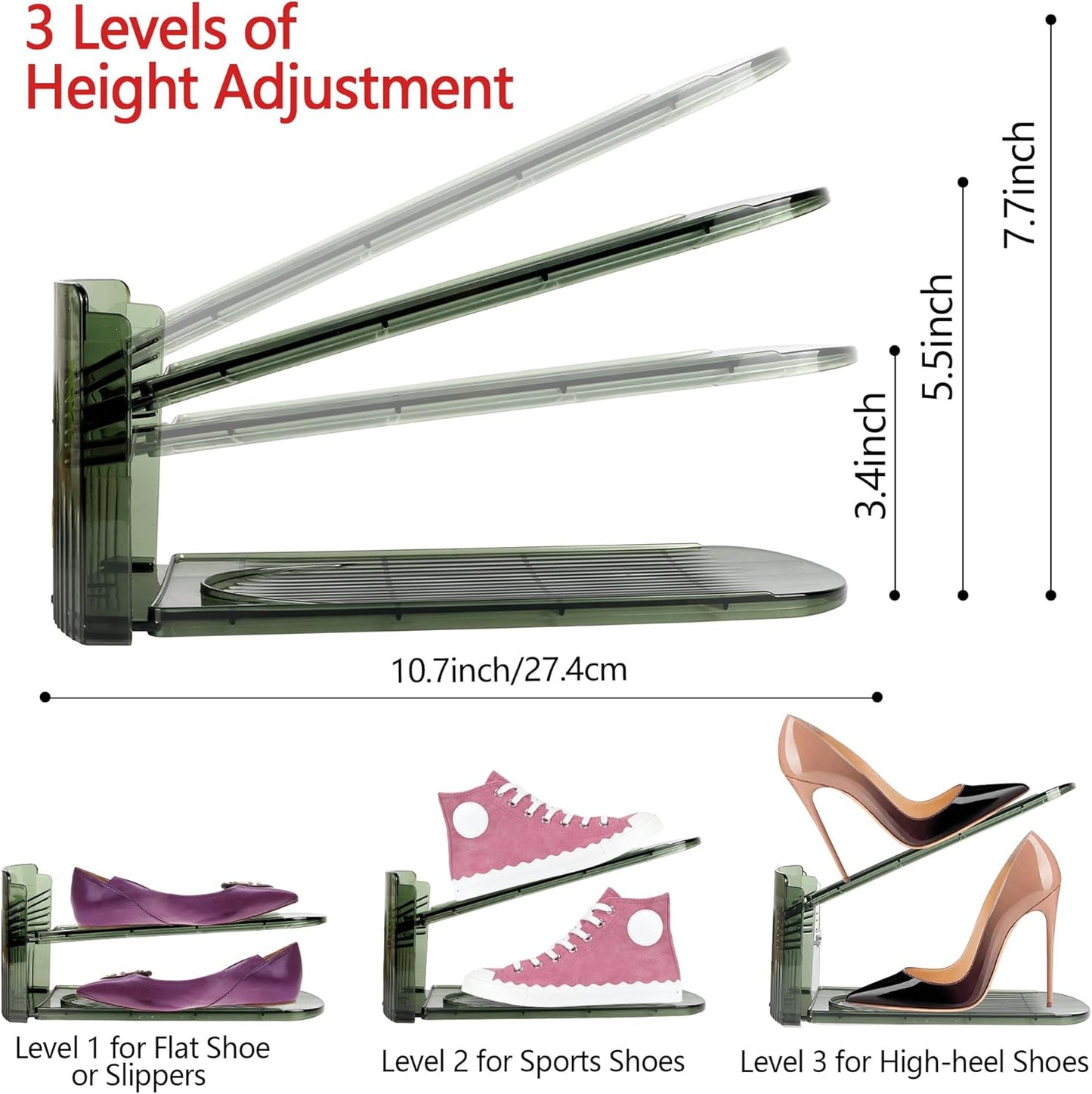 Yes!Fresh Closet 3 2 Pack) Shoe Slot Organizer, Boutique Display Style Shoe Stacker for A Pair of Shoes, Separable Shoe