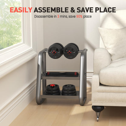 Adjustable Dumbbells, 20/30/40/55/60/70/80/90lbs Free Weights Dumbbells Convertible 2 or 3 in 1 Set Used as Barbell, Kettlebells, A Pair of Lightweight for Home Gym