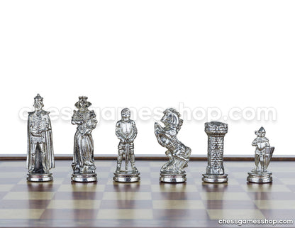 Chess and Games Shop Muba Luxury Handmade Chess Set - Brass Chessmen, Rosewood Mosaic Chess Board - Gift Item, 2 Players, Age 8+