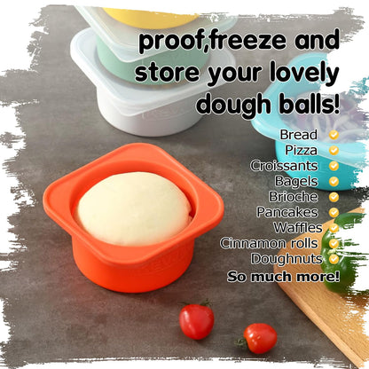 KEVJES PLUS 1000ml Pizza Dough Proofing Containers for DIY family Artisan Pizza, Food Grade Silicone Stackable Boxes with Lids, Freezer, Fridge, Dishwasher Safe,4sets (Space Gray)
