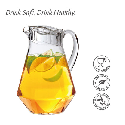 Amazing Abby - Sparkly - Plastic Pitcher (64 oz, 2 Quart), Clear Water Pitcher with Lid, Fridge Jug, BPA-Free, Shatter-Proof, Great for Iced Tea, Sangria, Lemonade, Juice, Milk, and More