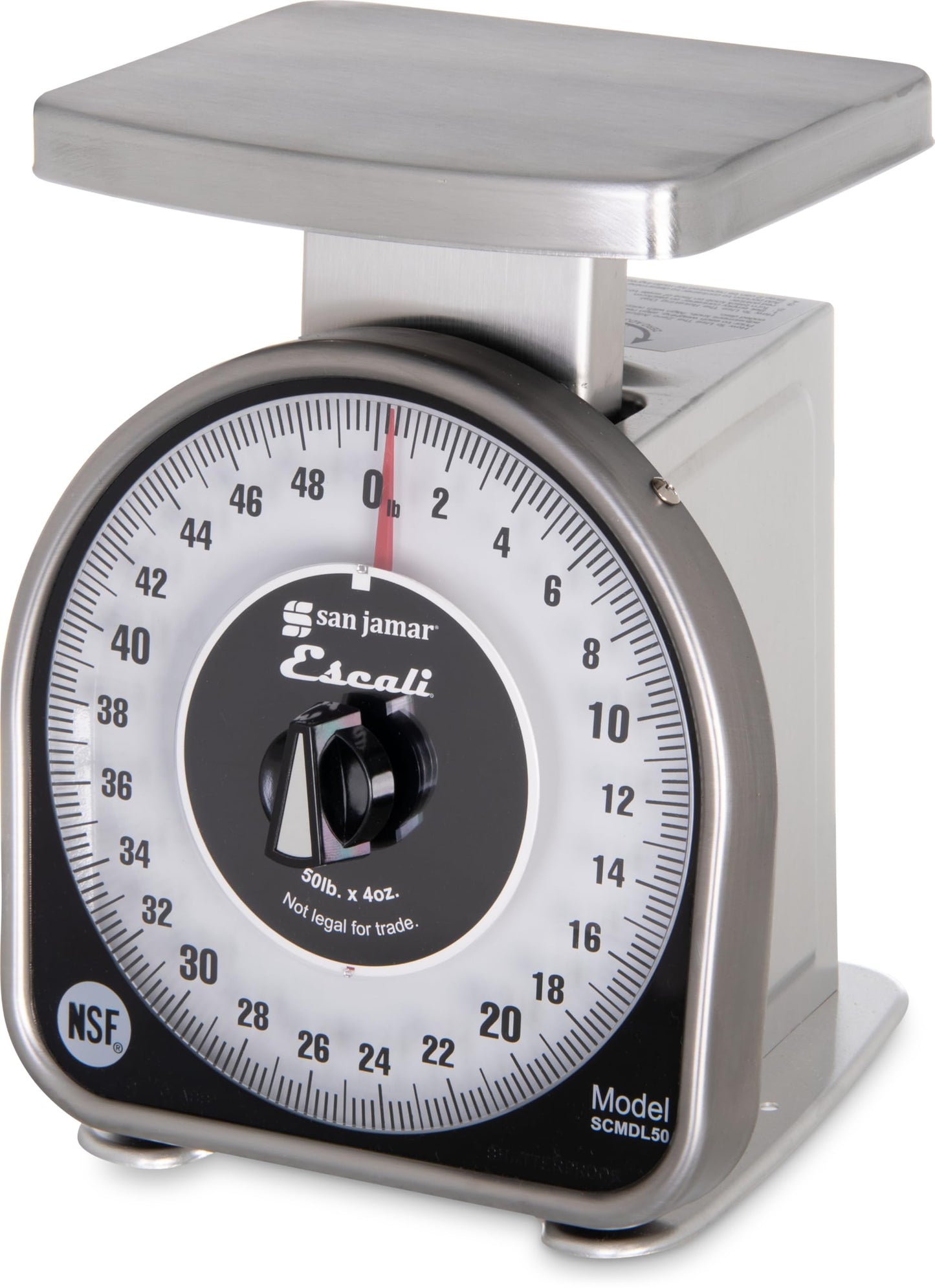 San Jamar Escali Analog Food Scale – SCMDL50 Mechanical Food Scale for Kitchens and Restaurants, Easy-Read Dial, Non-Slip Base, 50lb Capacity, 4oz
