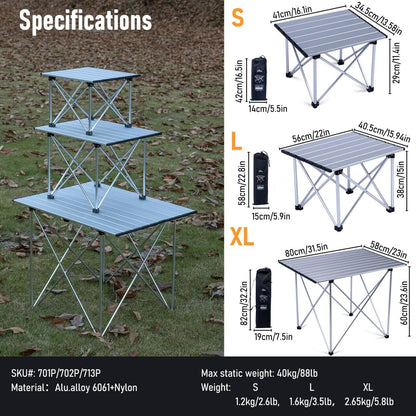 iClimb 1 Light Folding Table and 2 Ultralight Anti-Sinking Folding Chair Bundle for Adults Outdoor Camping Beach Concert