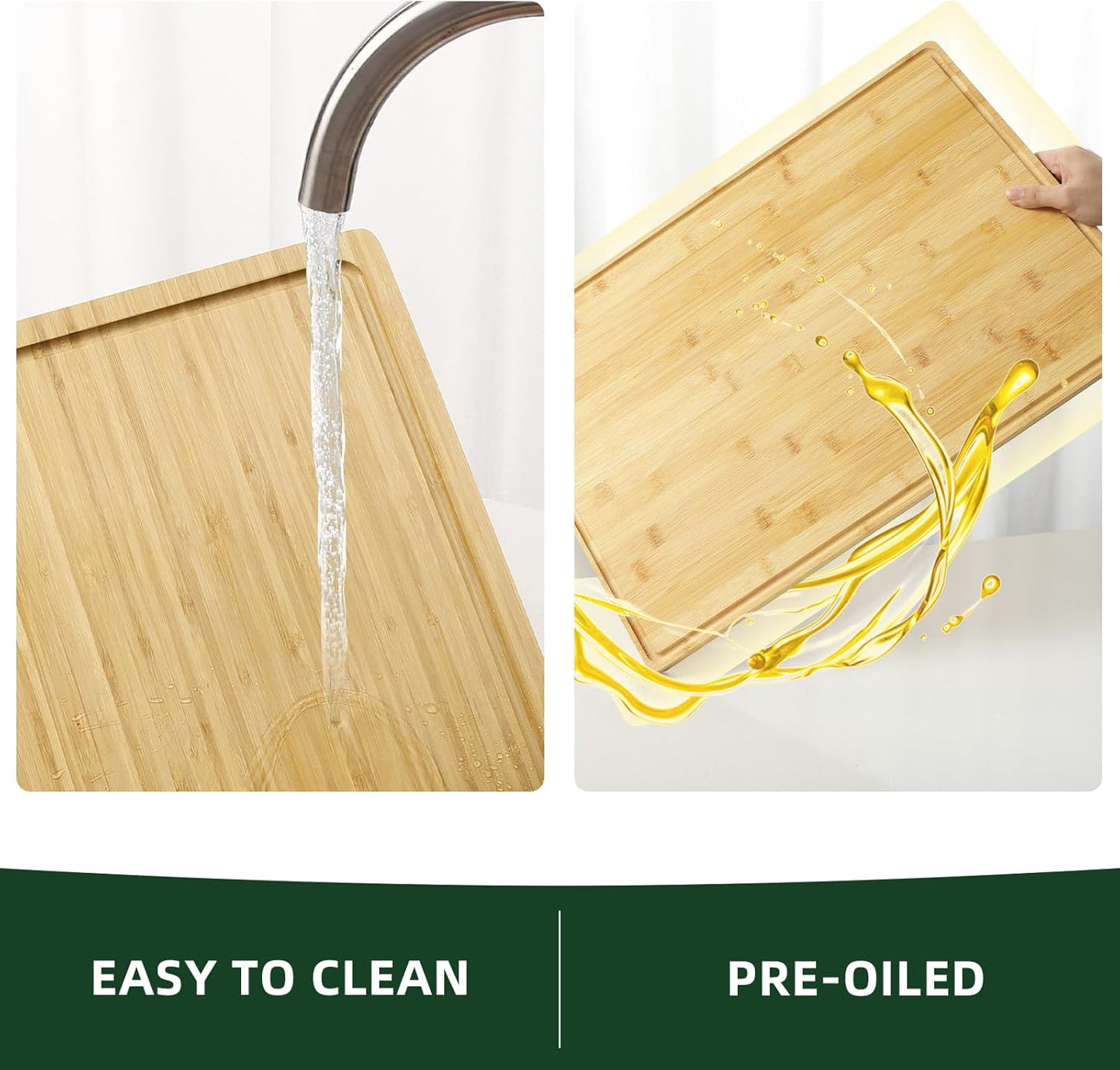 24 16 GarveeHome x in Bamboo Cutting Board, Large Kitchen Chopping Board with Juicy Groove, Wooden Butcher Block