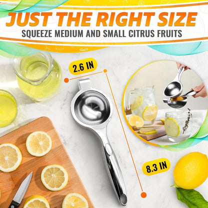 Stainless Steel Lemon Squeezer – Lemon Juicer Squeezer Manual Citrus Juicer | Dishwasher Safe Citrus Press | Corrosion-Resistant | Effortless Maximum Juice Extraction for Lemons, Limes, Oranges & More