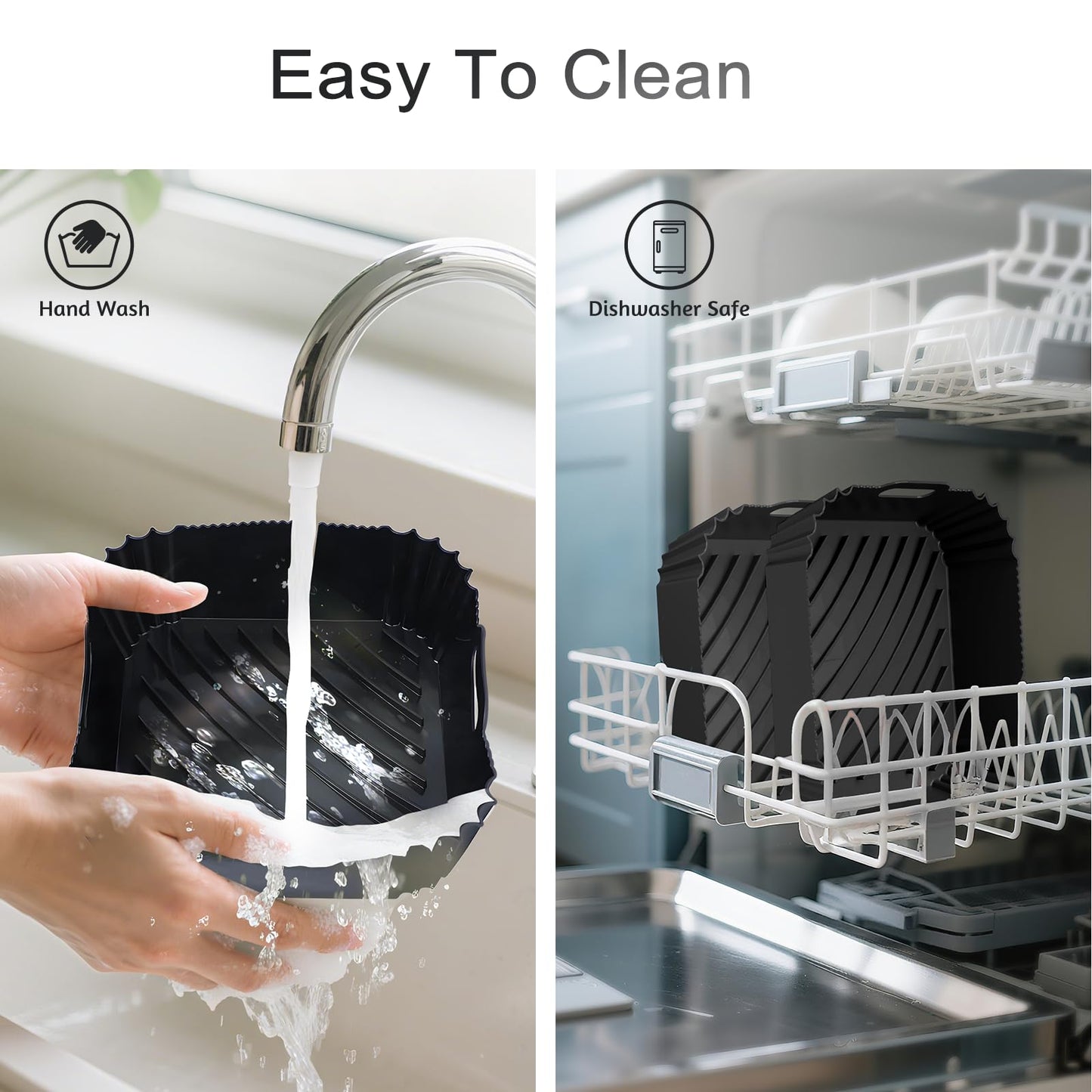 Air Fryer Silicone Liners 2 Pack, Reusable Square Air fryer Basket Liners, 4-7Qt Silicone Baking Tray for Instant Air fryer, Oven Microwave Pot Accessories, Food Grade Kitchen Gadgets