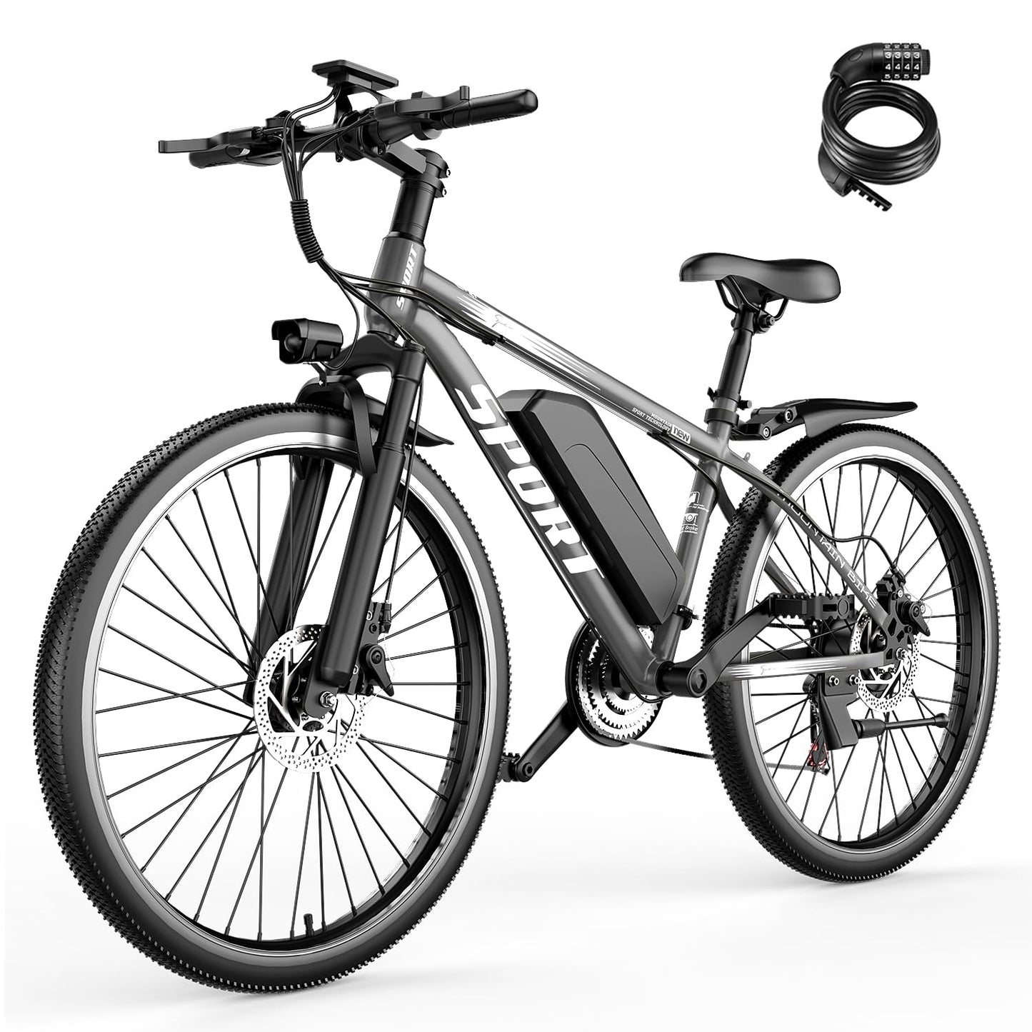 GWEIT Electric Bike for Adults with 1500W Peak Motor, 25MPH 65Miles Electric Mountain Bike with 48V 10AH Removable Battery, 26" Commuting Ebike with 7 Speeds Front Suspension