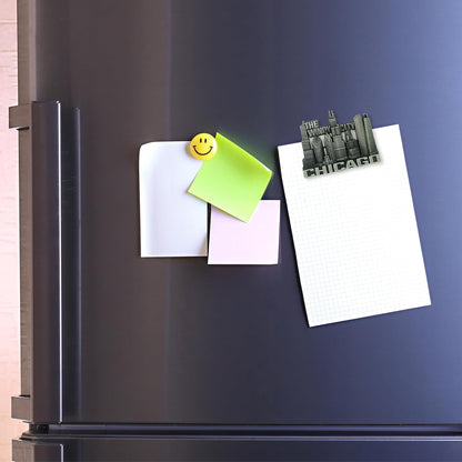 Chicago Souvenir Magnet, Windy City Skyline Decoration, Durable Refrigerator and Office Magnetic Decal