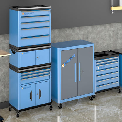LARBANKE 8 Drawer Rolling Tool Chest with Locks&360° Wheels,Tool Cabinet with Multifunctional Countertop,Tool Chest with Connection Rods,Can Be Used as 3 Individual Units or Combine a Large One