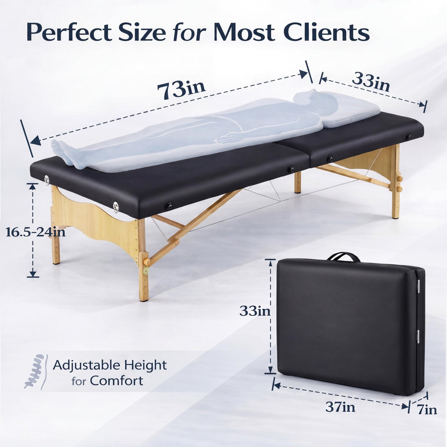 AceOrbit 73" x 33" x 24" Low Level Portable Folding Massage Table Adjustable Physical Exercise Therapy Bed Folding Massage Table for Spa Yoga Exercise Tattoo Home Training Station for Rehabilitation