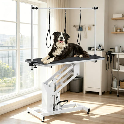 43.3-Inch Large Desktop Hydraulic Pet Grooming Table for Large Dogs with 350 LBS Loading Capacity - Heavy Duty Professional Dog Grooming Table with Non-Slip Desktop and 3 Adjsutable Nooses