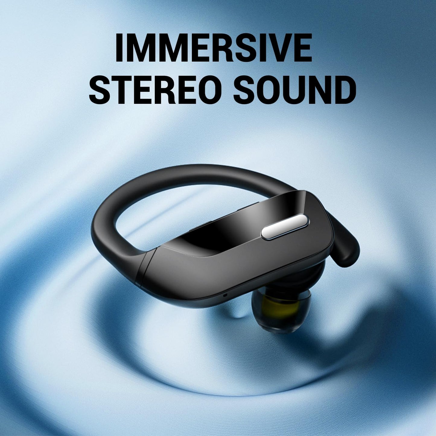 occiam Sport Wireless Earbuds Bluetooth Headphones 80hrs Playtime Deep Bass Ear Buds with Earhook Noise Cancelling Mic Waterproof Earphones for Workout Running Black