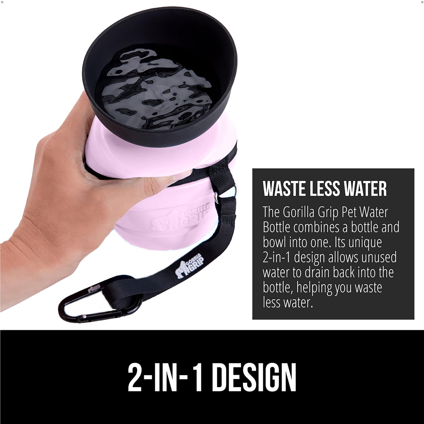 GORILLA GRIP Dog Water Bottle, Portable Water Bowl Dispenser for Dogs, 20 oz Leak Proof Pet Travel Squeeze Bottles, Food Grade Silicone, to Go Puppy Essentials, Hiking Camping Trip Accessories, Black