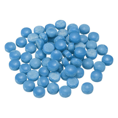 MECCANIXITY 12mm Glass Mosaic Tiles, 200g Round Iridescent Glass Pieces Recycled Mosaic Tiles Bulk for Vase Flower Pots Aquarium Decor Garden Project DIY Art Craft, Sea Blue