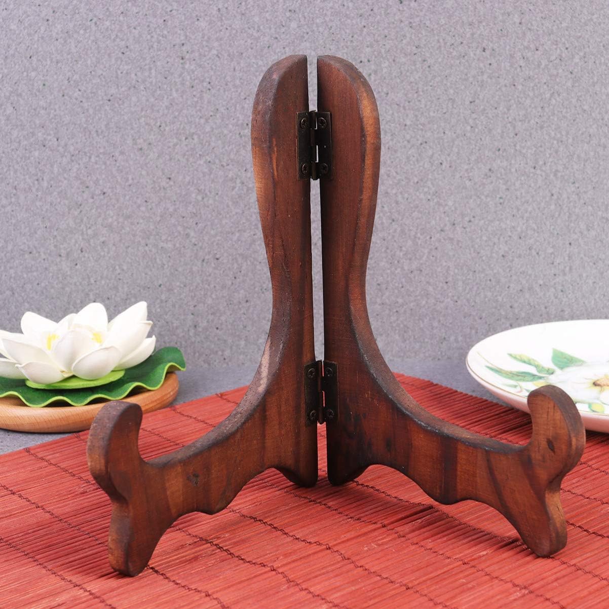 Gatuida 4 Pcs Wooden Display Stand, Plate Holder Easels for Home and Wedding Decorations