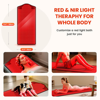 Red Light Therapy for Body, Infrared Light Therapy, 73"x 32" Red-Light Mat for Full Body, 1090 LEDs, 660nm & 850nm 3-in-1 LED Bead, Pain Relief, Light-Therapy for Dogs, Shoulder, Back, Knee