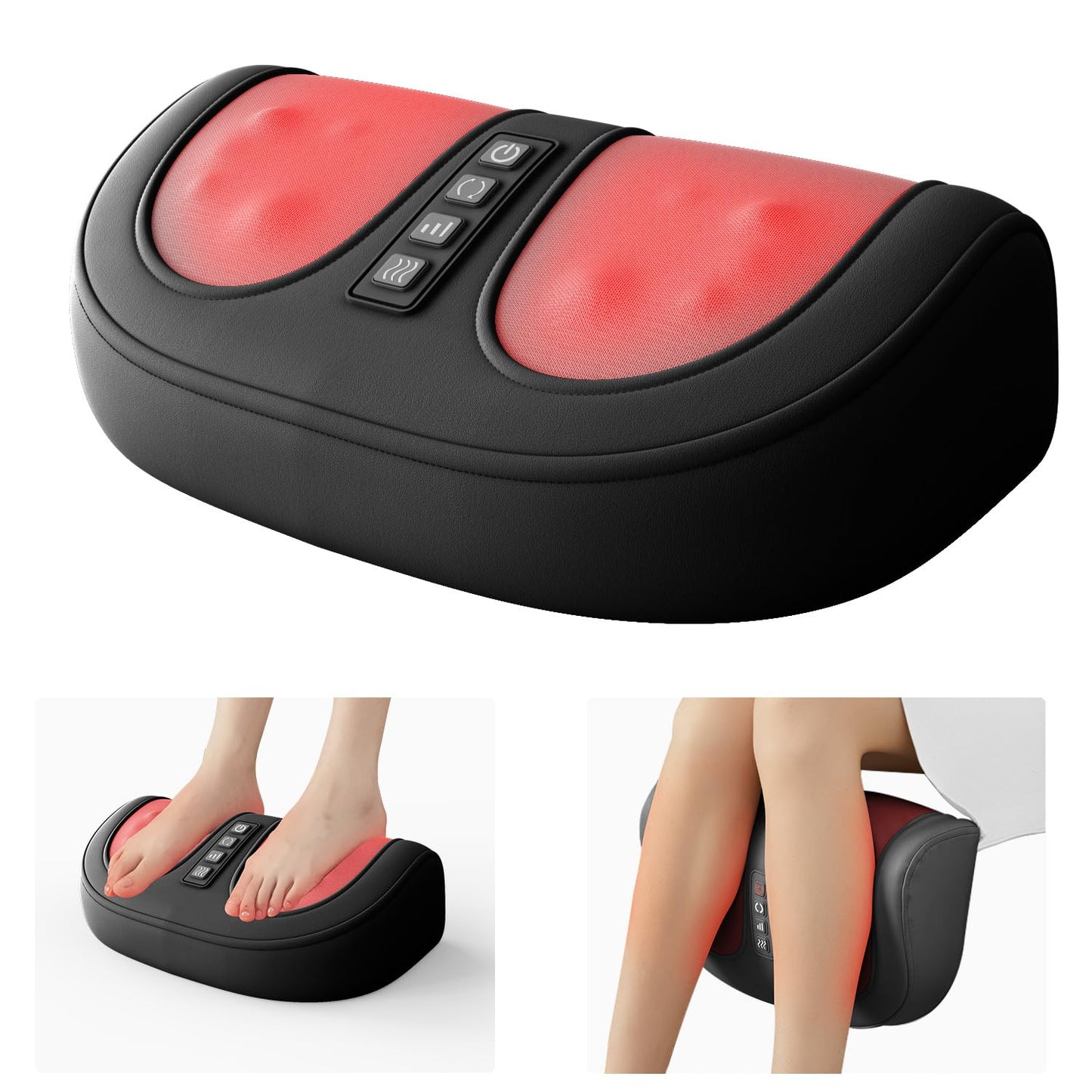 Foot Massager with Heat, Electric Kneading Plantar Fasciitis Treatment Machine, Circulation and Pain Relief for Foot and Calf Massage, Gifts for Dad, Mom and Lover