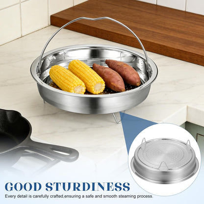 CALLARON Stainless Steel Basket, 7inch Vegetable Basket, Metal Multifunctional Cooker Steamers with Handle, Universal Pot Insert for Seafood, Dumplings, Dishwasher Safe