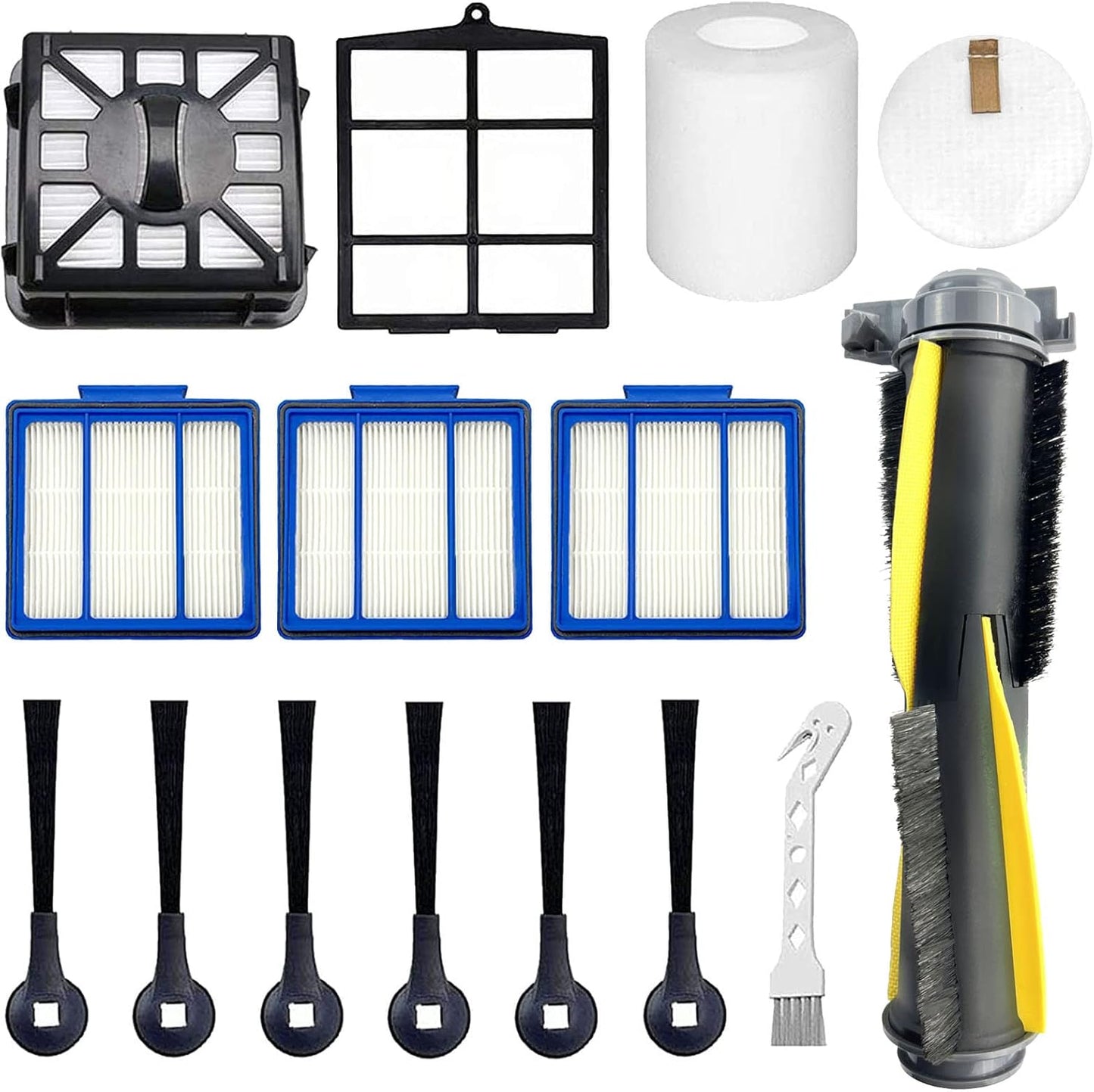 Accessories Kit for Shark IQ RV1001AE, Shark AV911S EZ, AV1010AE Robot Vacuum Cleaner, 1 Main Brush, 3 Filters, 6 Side
