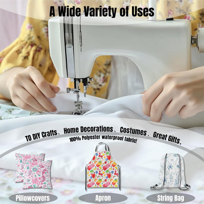Castle Fairy Sewing Fabric by The Yard,Sewing Machine Spools Soft Flannel Polyester No Stretch Fabric,Botanical Flowers Decorative Fabrics,Black Pink Crafts & Sewing Supplies,1 Yard,36" Lx59 W