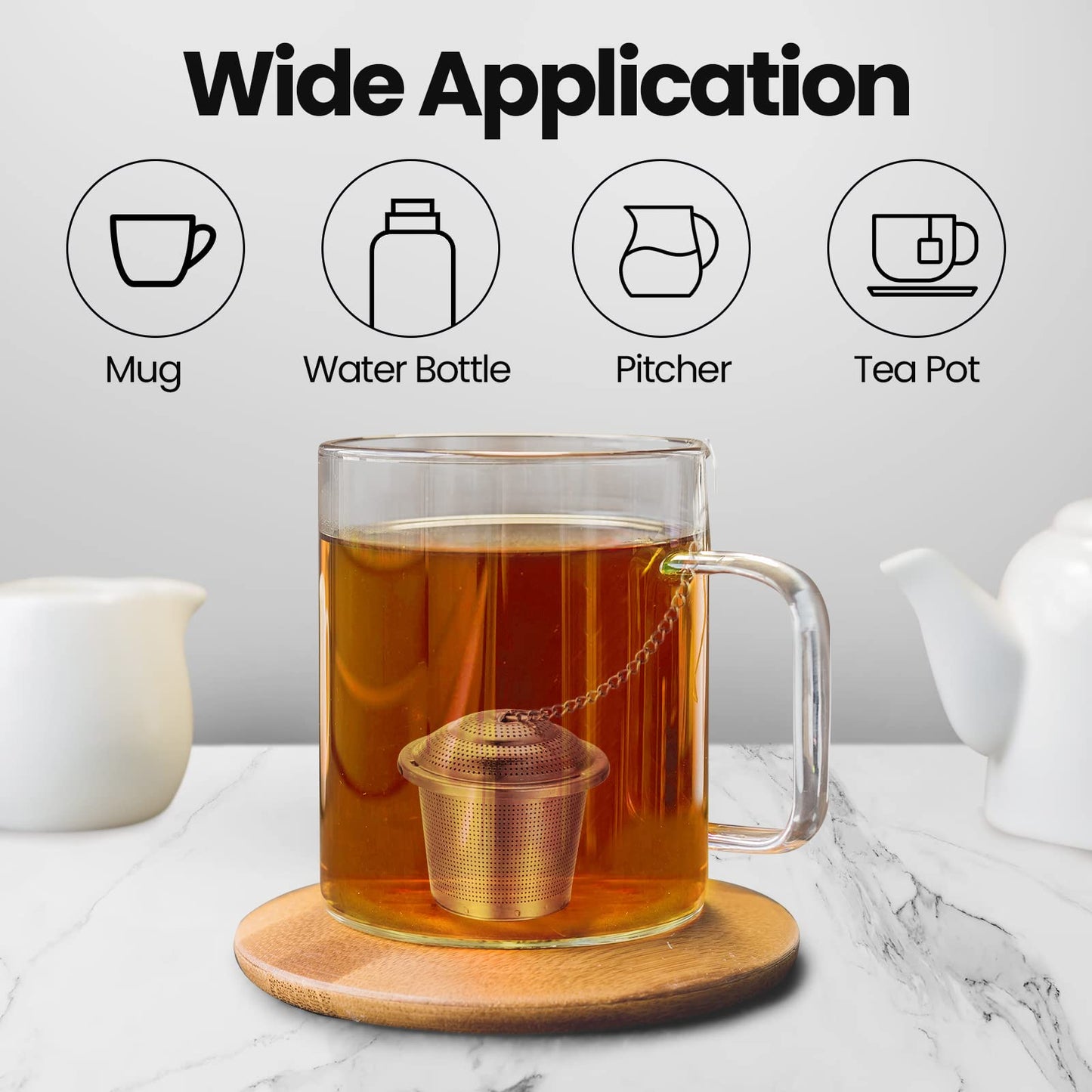 Zopeal 9 Pcs Tea Infuser Stainless Steel Strainer with Extended Chain Hook and Saucer Loose Leaf Steeper Fine Mesh Ball Tea Filter for Brew Spices Seasonings Fits Cup Mug Bottle (Medium)