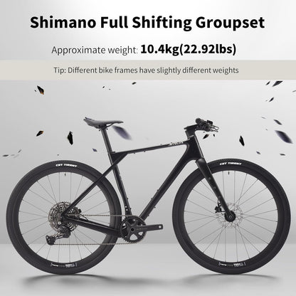 SAVADECK Carbon Gravel Bike - T800 Carbon Frame & Fork | Shimano U6000 11-Speed Groupset | Hydraulic Disc Brakes | 700CX40mm All-Terrain Tires | Men & Women Road/Off-Road Bicycle (53cm, Gold)