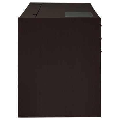 Coaster Home Furnishings - Halston - Engineered Wood - 47-Inch Computer Desk with Drawers, Door Cabinet & Lift-Top Storage, Tempered Glass Top, Contemporary Style - Home Office - Cappuccino - 800702