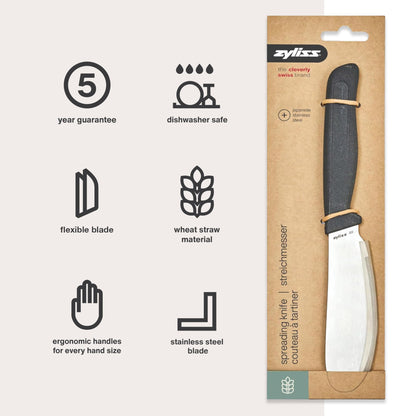 Zyliss Sandwich Knife & Condiment Spreader - Sandwich Spreader for Butter, Cream Cheese, & Jellies - Ergonomic Stainless Steel Spreading - Butter Spread for Bagels & Toast - Gray 4.7"