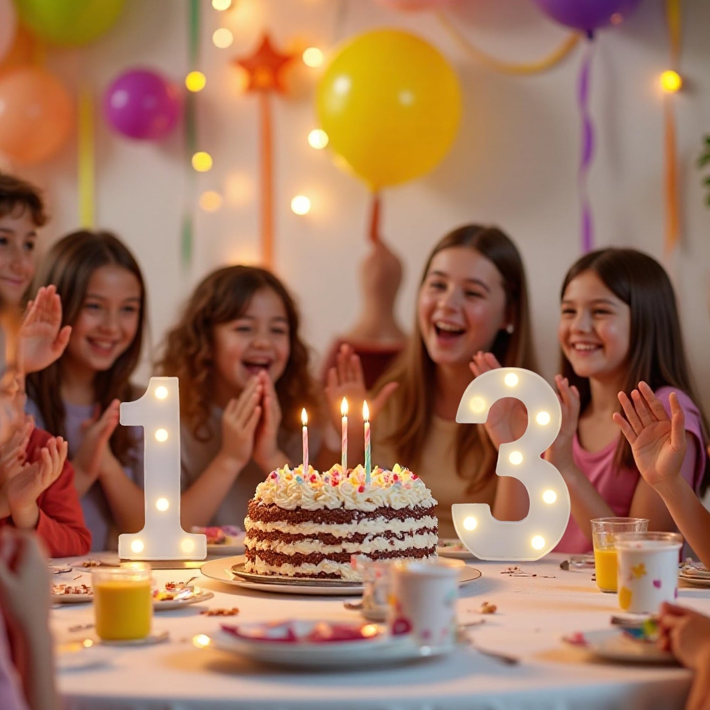 13th Birthday Decoration Light Up Letters, Battery Powered LED Numbers Marquee Number Sign for Sweet 13th Party Home Decor Night Light
