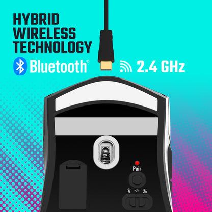 Cooler Master MM712 Wireless Gaming Mouse Black with Adjustable 19,000 DPI, 2.4GHz and Bluetooth , Ultraweave Cable, PTFE Feet, RGB Lighting and MasterPlus+ Software