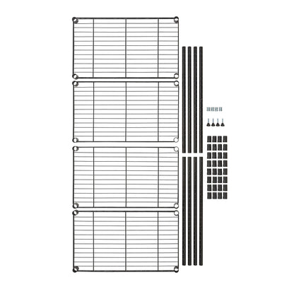 Amazon Basics 4-Shelf Steel Wire Storage Shelves for Garage, Adjustable Metal Shelving Unit, 200 lbs Per Shelf, 23.2" W x 48" H x 13.4" D, Black