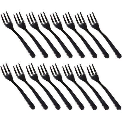 100 PCS Plastic Mini Forks, Small Disposable Appetizer Cocktail Tasting Forks, Suitable for Fruit Dessert Cakes (Black)