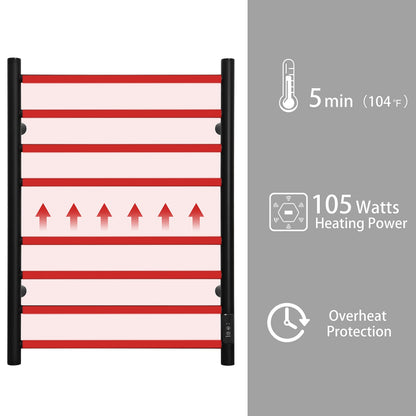 KEG Towel Warmer 8 Bars for Bathroom Freestanding or Wall Mounted Bath Towel Heater Plug-in with Built-in Timer Silver