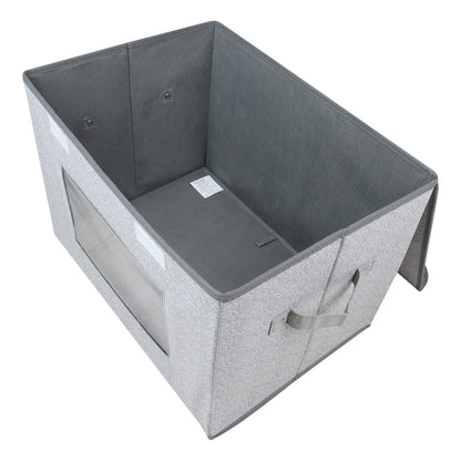 Univivi [4-Pack Fabric Storage Boxes Collapsible Storage Bins with Lids and Handles Cube Organizer Basket for Home, Closet, Bedroom (Gray, 14.4''x10''x8.3'')