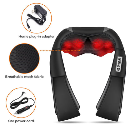 Neck Back Massager, Shiatsu Neck and Shoulder Massager with Heat, 3D Deep Tissue Kneading Massager Electric Massager for Shoulder, Back, Leg Muscle Pain Relief, Home & Office Use (Black)