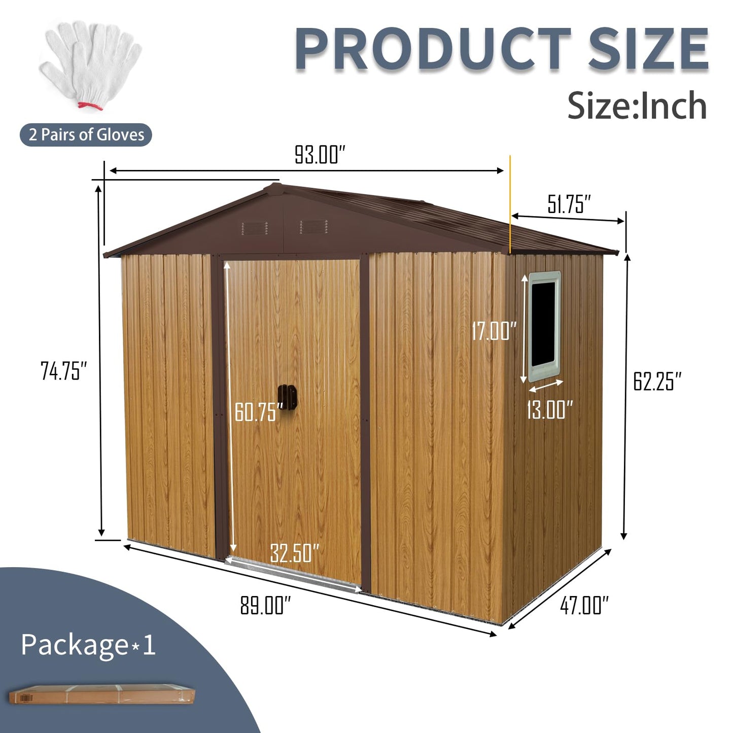 Ball & Cast 8x4 FT Outdoor Metal Storage Shed,Waterproof Garden Organizer Tool House with Window and Foundation,Shelter Cabinet w/Vents & Sliding Door,for Patio,Lawn,Backyard,Coffee