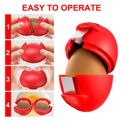Egg Cracker, Silicone Egg Shell Opener, Cute Egg Shaped Design, Opens Eggs with Ease, A Little Happiness Boost for Your Kitchen.(Color: Red, 2-Pack)