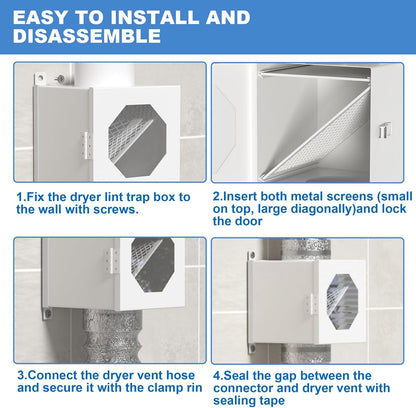 Upgraded Metal Dryer Duct | 4-Inch Indoor Vent Kit with Hose Clamps, Mesh Tape & Cleaning Brush
