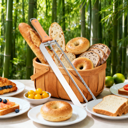 Adjustable Bread Slicer for Homemade Bread - Upgrade Manual Sourdough Bread Knife with Thickness Guide, Bread Bow Cutter with Stainless Steel Serrated Blade for Baguettes Bagels, Ideal Gift for Baker