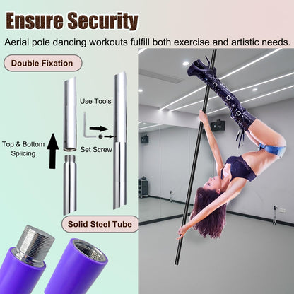 Minglez 6.6 ft / 9.8 ft Flying Pole for Aerial Dance, Portable Stripper Dancing Pole for Exercise, Professional Suspension Fitness Tube for Pub/Apartment(Black,3.0m/9.8ft)