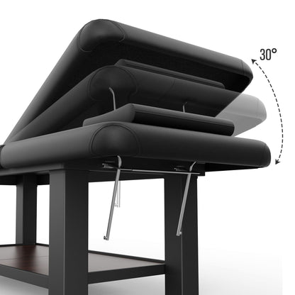 Ufurpie Adjustable Backrest Heavy-Duty Wide Massage Table, Treatment Physical Therapy Table, Wide Luxury Professional Stationary Spa Facial Bed, PU Leather Salon Bed, Black, 31.5'' W × 75'' L