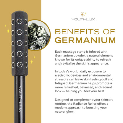 Radiance Roller - Germanium Stone Uplifting Face Beauty Massage Tool/Roller/Wand for Skin Tightening, De-Puffing, Sculpt/Lift, Anti-Aging | Uplift Face Roller, Facial Roller (Rose Gold)