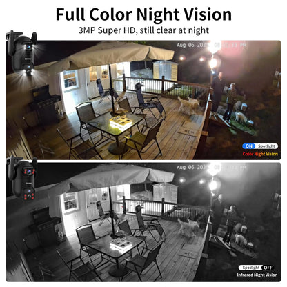 Wireless Home Security Cameras System,Solar Power PTZ Outdoor Cameras,Motion Detection,Night Vision,Water-Proof,2-Way Audio,No Subscription Fee,Cloud/SD Card Storage