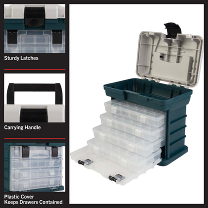 Portable Tool Box - Small Parts Organizer with Drawers and Customizable Compartments for Hardware, Fishing Tackle, Beads, or Crafts by Stalwart (Gray)