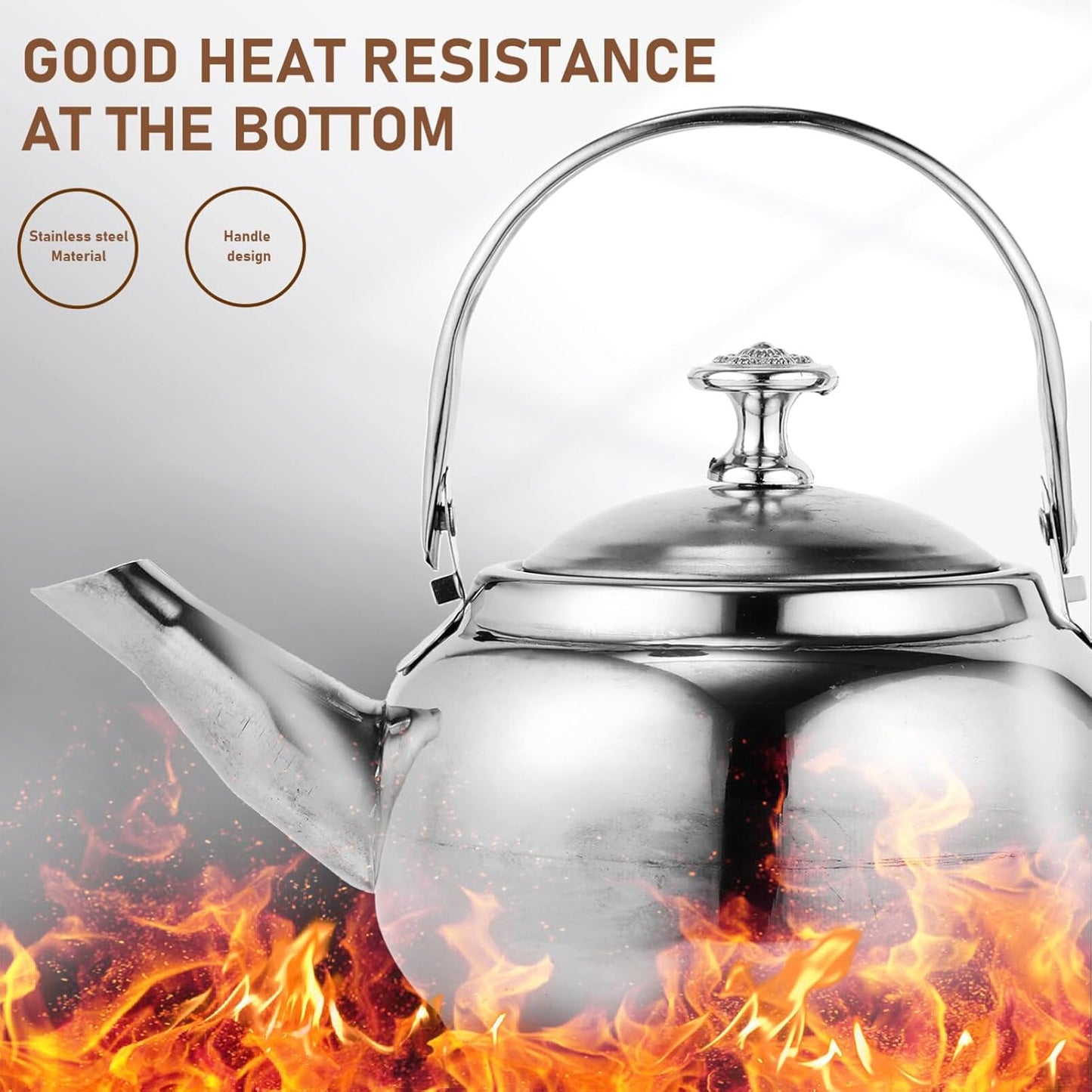 BESTonZON Whistling Tea Kettle - 14cm Stainless Steel Water Boiler with Infuser for Induction and Gas Stove
