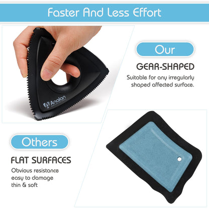 Analan Mini Pet Hair Remover for Car Detailing Supplies, Carpet Dog Hair Remover for Car Interior, Triangle Dog Hair Remover for Auto Detailing, Couch, Furniture, Lint, Carpet (Jet Black)