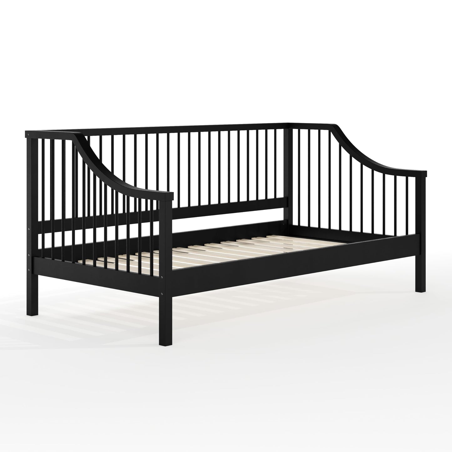 Martha Stewart Neely Platform Daybed with Wood Spindles, Solid Wood Frame, No Box Spring Needed, Twin Size, Black