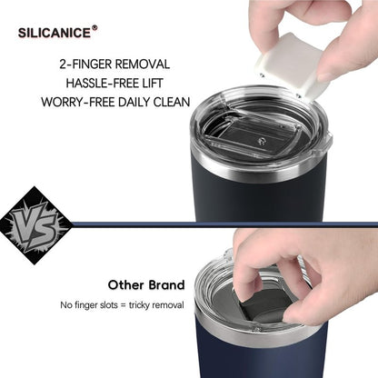 20oz Hygienic Stainless Steel Vacuum Insulated Tumbler w/ Easy-On/Easy-Off Lid - Removable slider, Double Wall 18/8 Travel Mug, BPA-Free, Fits Cup Holders, Premium Quality, Smart Value - Cream