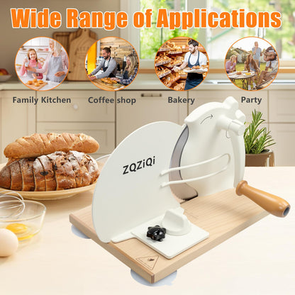 Manual Bread Slicer for Homemade Sourdough Bread with Strong Suction Cup,Adjustable Thickness Bread Cutter for Homemade Bread,Hand Crank Bread Slicer with Scale Line & Stainless Steel Serrated Blade